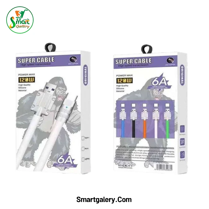 کابل شارژر سوپر فست شارژ تایپ سی توبو مدل SUPER CQBLE 120W