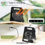 پنکه خورشیدی کمپینگ 4000mAh (چراغ‌دار + پاوربانک) - Image 2