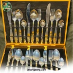 سرویس قاشق و چنگال ۲۴ پارچه ۶ نفره استیل طرح طلایی