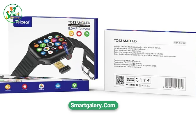 ساعت هوشمند Telzeal TC43 AMOLED سیم‌ کارت خور با دوربین 8 مگاپیکسل